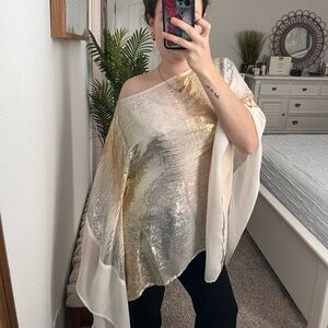 Boston Proper Gold and Silver Sequin Top